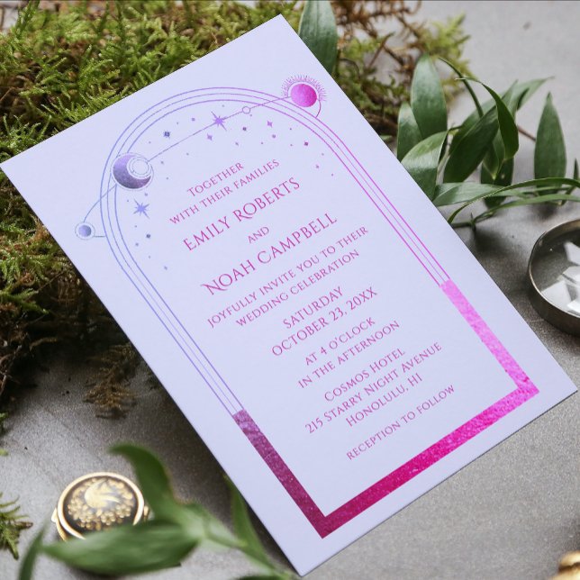 Invitation Lavande céleste Mariage de lune de soleil rose (Créateur téléchargé)