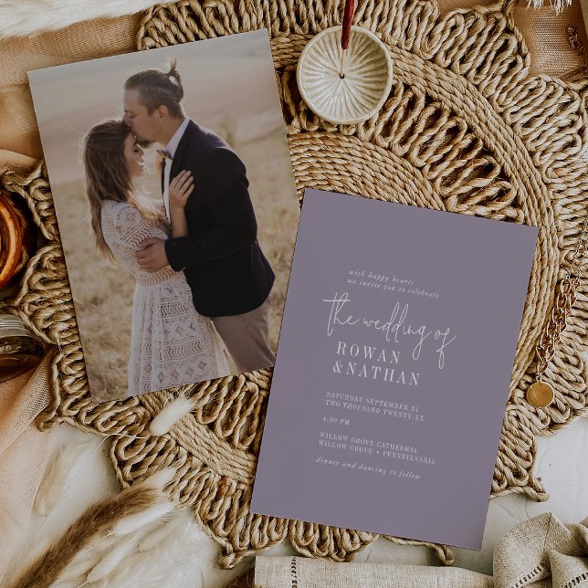 Invitation Lavande chic moderne violet photo Retour Mariage (Créateur téléchargé)