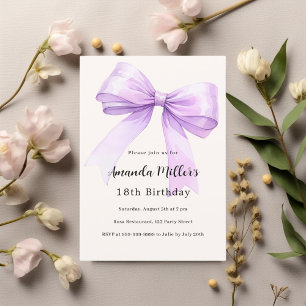 Invitation Lavande crème arc élégant anniversaire