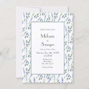 Invitation Lavande d'aquarelle et Motif d'eucalyptus