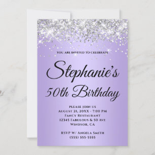 Invitation Lavande de Parties scintillant argentée brillante