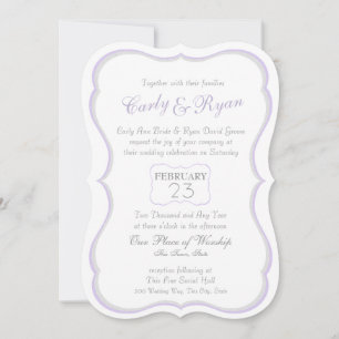 Invitation Lavande de pétoncles à ruban et bandes d'argent