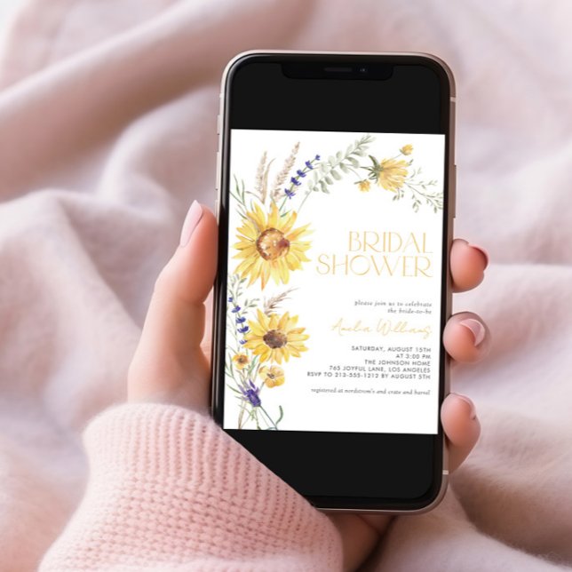 Invitation Lavande de tournesol rustique Fête des mariées flo (Créateur téléchargé)