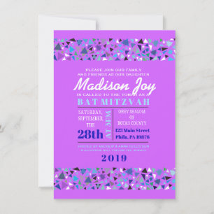 Invitation Lavande d'invitation du Bat mitzvah de la barre ST