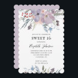 Invitation Lavande douce 16. 16e anniversaire de floraison vi<br><div class="desc">Doux fleuri violet 16 invitation. Contactez-moi,  s'il vous plaît,  si vous avez besoin d'autres articles.</div>
