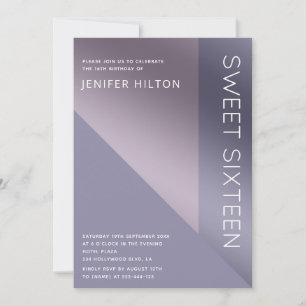Invitation Lavande élégant bloc de couleur sweet sixteen invi