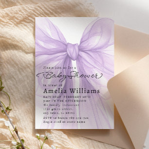Invitation Lavande Élégant Voile à Ruban Baby Shower