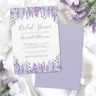 Invitation Lavande Élégante Fleurs Aquarelle pour une Mariée