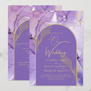 Invitation Lavande énigmatique et Mariage violet or