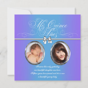 Invitation Lavande et Bleu sarcelle Photo Quinceanera Violet