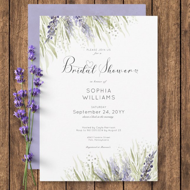 Invitation Lavande et Fête des mariées de sage rustique (Rustic Lavender & Sage Bridal Shower Invitation)