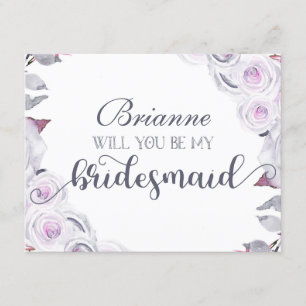 Invitation Lavande Et Gris Floral Serez-Vous Ma Femme D'Accue