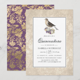 Invitation Lavande et ivoire Vintage Quinceañera