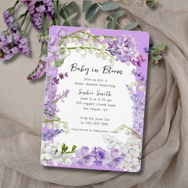 Invitation Lavande et Lilac Boho Baby in Bloom Baby shower (Créateur téléchargé)