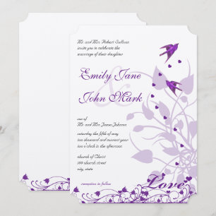 Invitation Lavande et Lilac Plum violet Inséparable Mariage