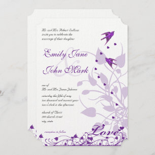 Invitation Lavande et Lilac Plum violet Inséparable Mariage