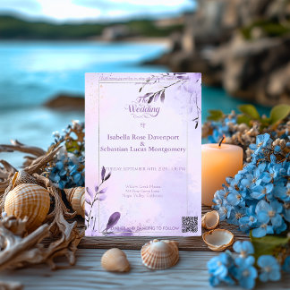 Invitation Lavande et Mariage d'argent minimaliste de Bohême