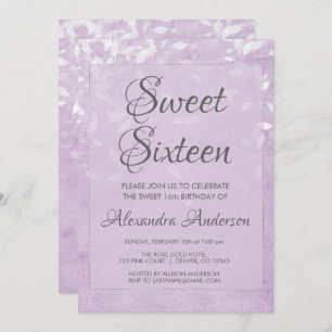 Invitation Lavande et sucrerie blanche 16 Anniversaire