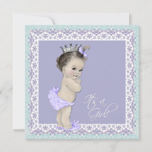 Invitation Lavande et Turquoise Bleu Vintage Baby Girl Douche