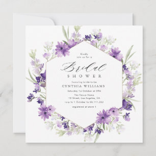 Invitation lavande et verdure nuptiale fleurie