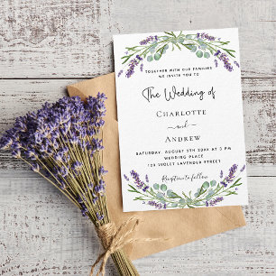 Invitation Lavande eucalyptus vert violet QR mariage