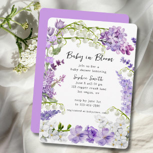 Invitation Lavande Fleur sauvage bébé dans le Baby shower en 
