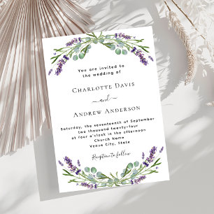 Invitation Lavande fleuris verdure mariage de luxe formel