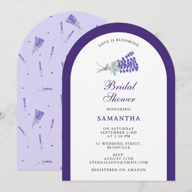 Invitation Lavande Fleurs Sauvages Violettes Mariage (Devant / Derrière)