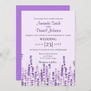 Invitation Lavande Fleurs violettes clair Aquarelle