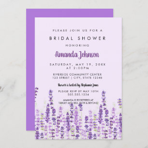 Invitation Lavande Fleurs violettes clair Aquarelle