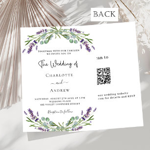 Invitation Lavande fleurs violettes verdure QR RSVP mariage