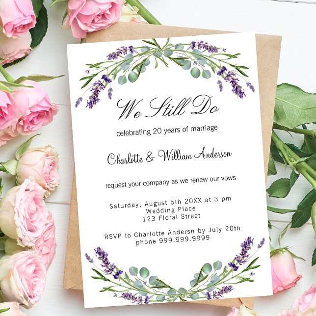 Invitation Lavande fleurs violettes voeu mariage renouvelleme (Créateur téléchargé)