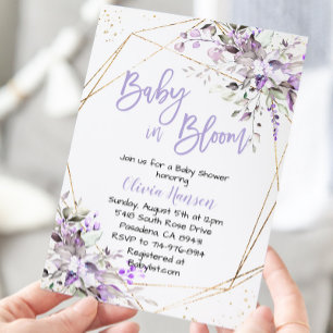 Invitation Lavande Floral Baby Dans Le Baby shower Fleur