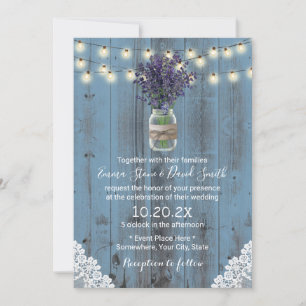 Invitation Lavande Floral Jar Dusty Blue Laced Barne Mariage