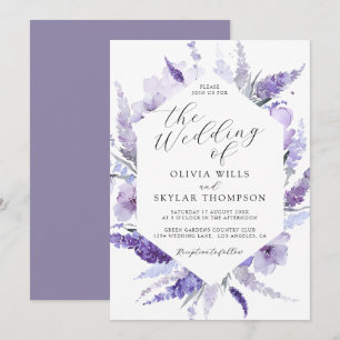 Invitation Lavande Floral Lilac Botanique Mauve Mariage