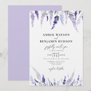 Invitation Lavande Florale Dusty Purple Mauve Lilac Mariage