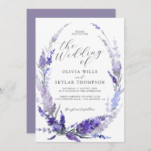 Invitation Lavande Florale Dusty Purple Mauve Mariage