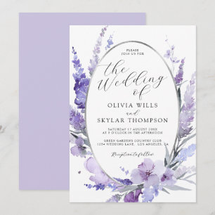 Invitation Lavande Florale Lilac Mariage d'argent