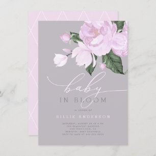 Invitation Lavande Grey Floral Baby Girl in Bloom Douche