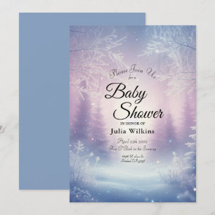 Invitation Lavande Hiver Snowfall Baby shower Serenade