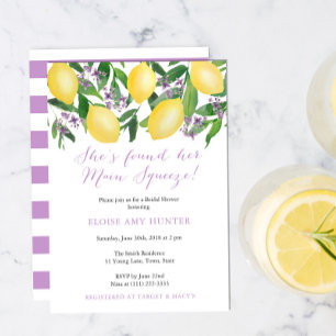 Invitation Lavande jaune citron Fête des mariées principale d