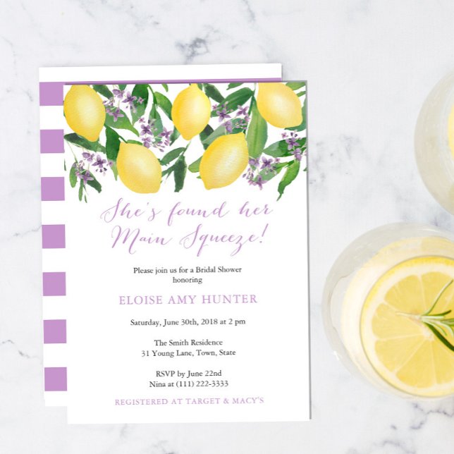 Invitation Lavande Jaune Citrons Mariage à la Thème de la Pre (Créateur téléchargé)