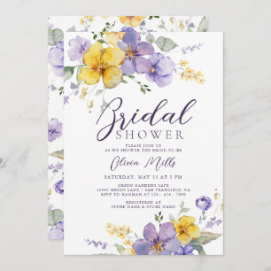 Invitation Lavande jaune Lilac violet Fête des mariées floral