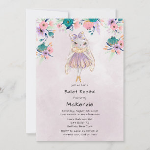 Invitation Lavande Lapin Lapin Ballerina Ballet Considérant