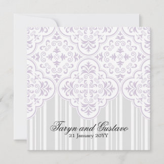 Invitation Lavande légère Mariages Damas personnalisé