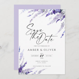 Invitation Lavande Lilac Mauve Floral Élégant Enregistrer La 