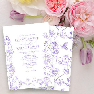 Invitation Lavande Lilac officielle Chinoiserie Floral Mariag