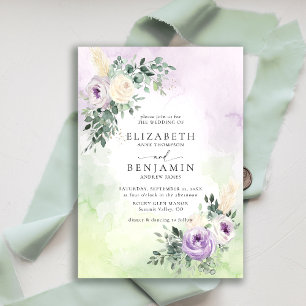 Invitation Lavande Lilac Violet Boho Chic Mariage Floral