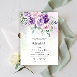 Invitation Lavande Lilac violet Lavande Romantique Chic Flora