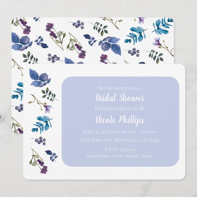 Invitation Lavande Lilas Iris Violet Floral Chic Printanier (Devant / Derrière)
